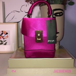 Hot Pink Satin Cross Body Bag